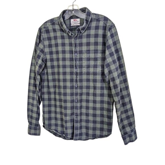 Fjall Raven Shirt Mens L Green Black Ovik Check Durable Hiking Outdoors 81883 - Picture 1 of 6